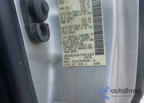 2016 Nissan Frontier Sv z USA, uszkodzony, nr VIN 1N6AD0CW3GN766162